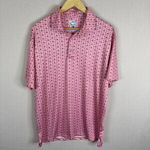 TailorByrd XL Pink Golf Cart Clubs Balls Flamingo Performance Polo Shirt